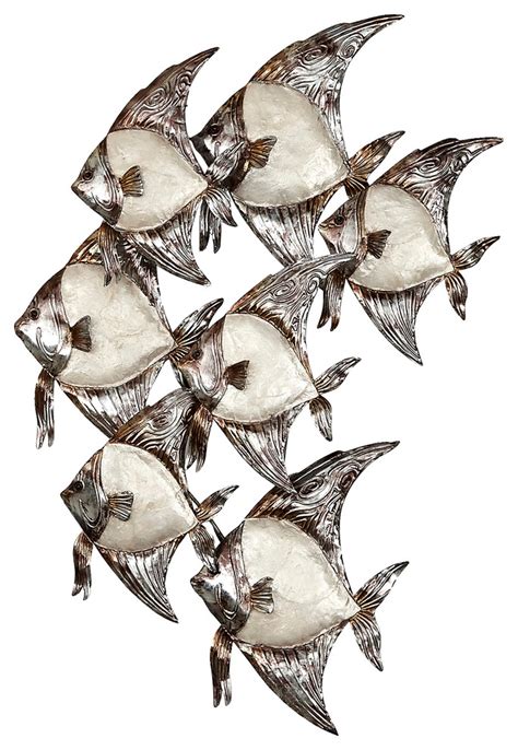 Capiz Banner Fish Wall Decor Beach Style Metal Wall Art By The