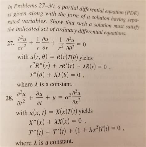 Solved Problems 27 30 A Partial Differential Equation Pde