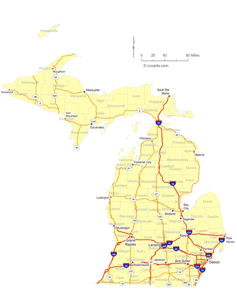 Map Of Michigan Highway Pacific Centered World Map