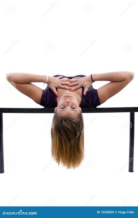 Young Woman Posing Head Down On A Desk Stock Image Image Of Adult Head 7030829