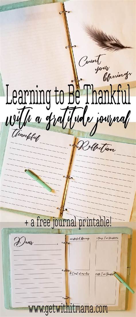 Learning To Be Thankful Gratitude Journal Printable Get With It Mama