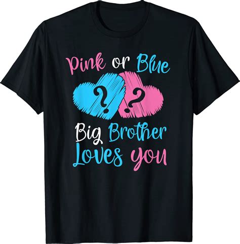 Pink Or Blue Big Brother Loves You Gender Reveal T Shirt Clothing Shoes And Jewelry
