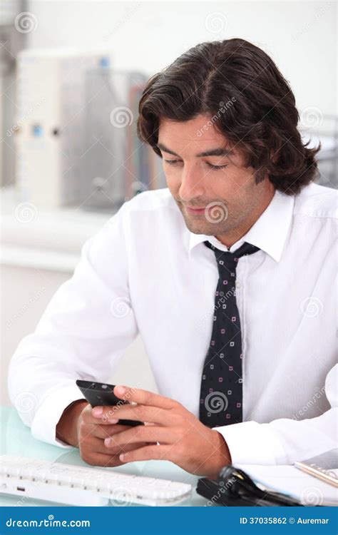 Man Text Messaging Someone Stock Photo Image Of Reach 37035862