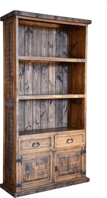 Rustic Bookcase With Cabinet Doors Rustic Bookcases By San Carlos
