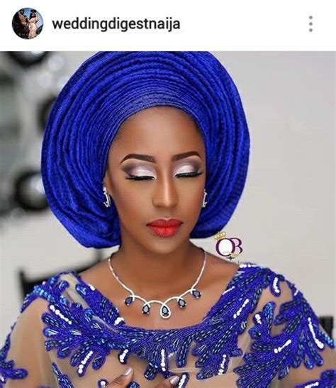 Nigerian Bride Blue Gele African Bride African Wear African Attire