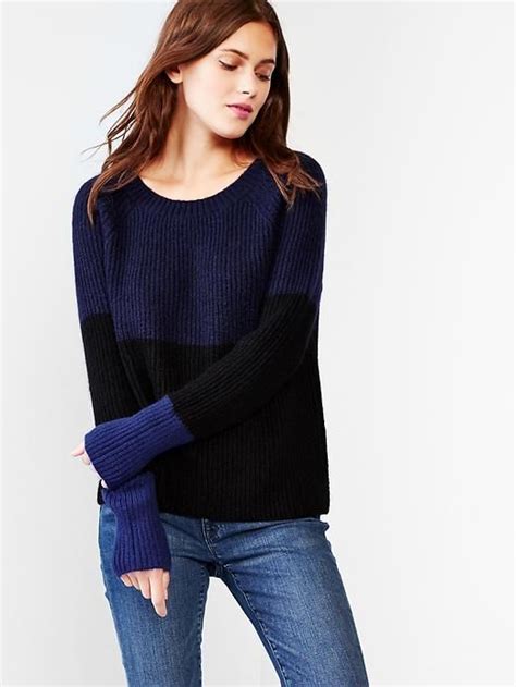 Colorblock Ribbed Mohair Sweater Color Block Women Mohair Sweater