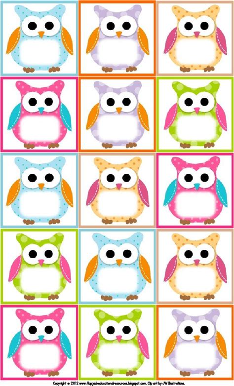 Free Owl Printables Free Printable Owl Labels Owl Theme Classroom