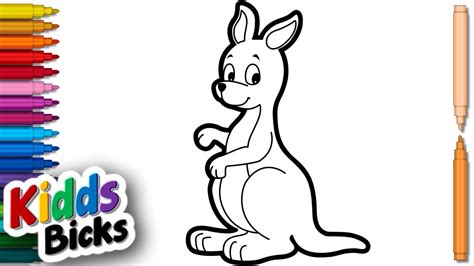 Finish the body, ending with the tail. HOW TO DRAW A KANGAROO IN EASY STEP BY STEP | COLOUR THE ...