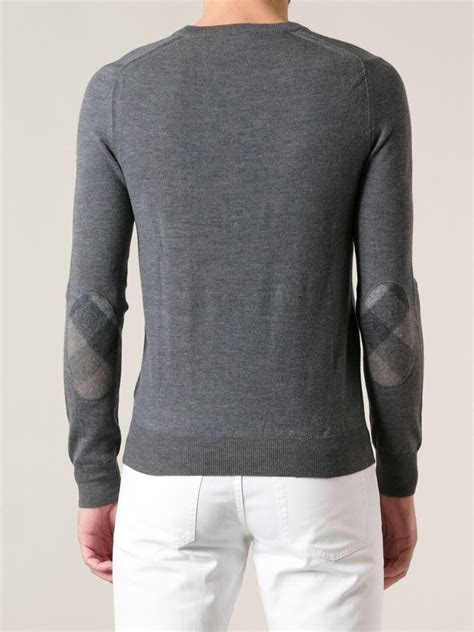 Lyst Burberry Brit Elbow Patch Sweater In Gray For Men