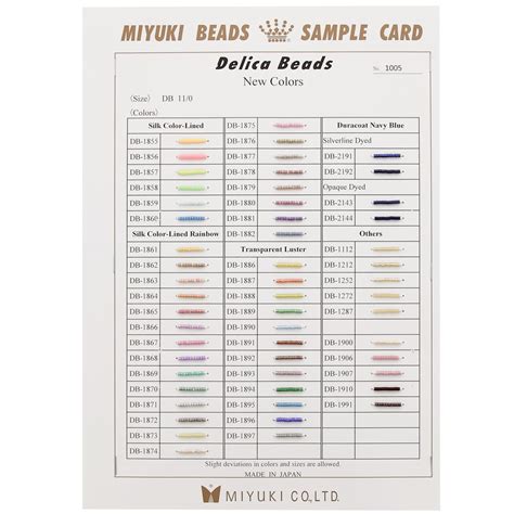 Color Chart Miyuki Delica 110 Db Sample Card N°1005 Silk