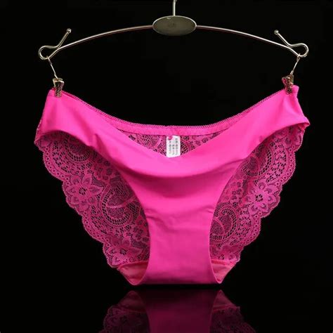 lingerie ladies sexy lace panties pink underwear women seamless low rise flower embroidery