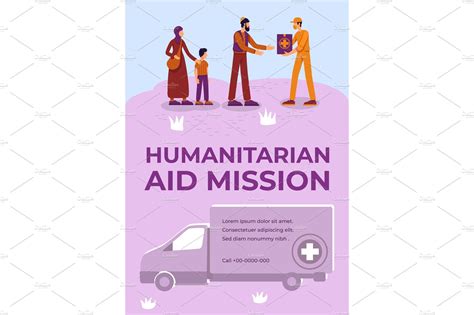 Humanitarian Aid Mission Poster Pre Designed Vector Graphics