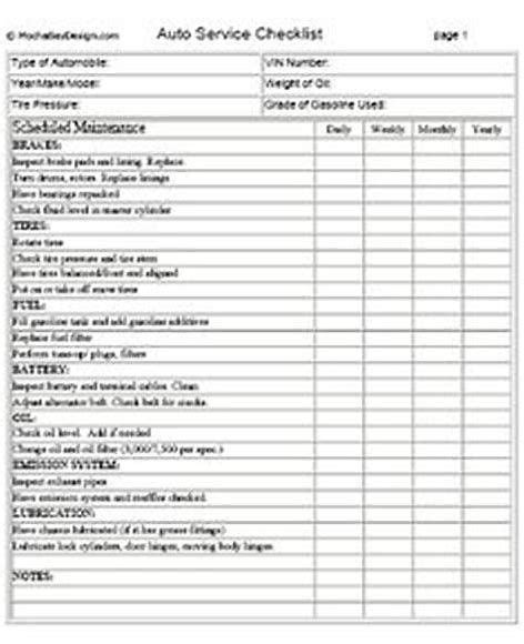 Image Result For Car Detail Checklist Maintenance Checklist
