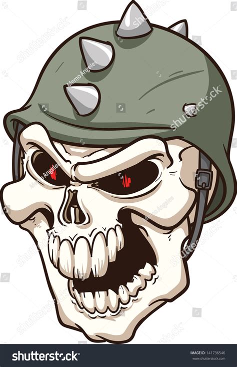 Evil Skull With Helmet Vector Clip Art Illustration All