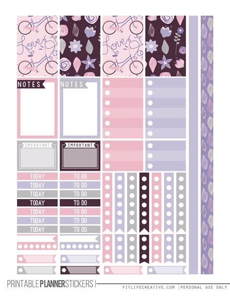 Love Purple Planner Stickers Planner Printables Free Free Planner