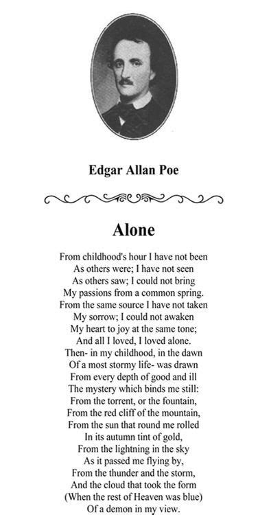 Alone Edgar Allan Poe This This Poem Has Been Memorized Since The 5th