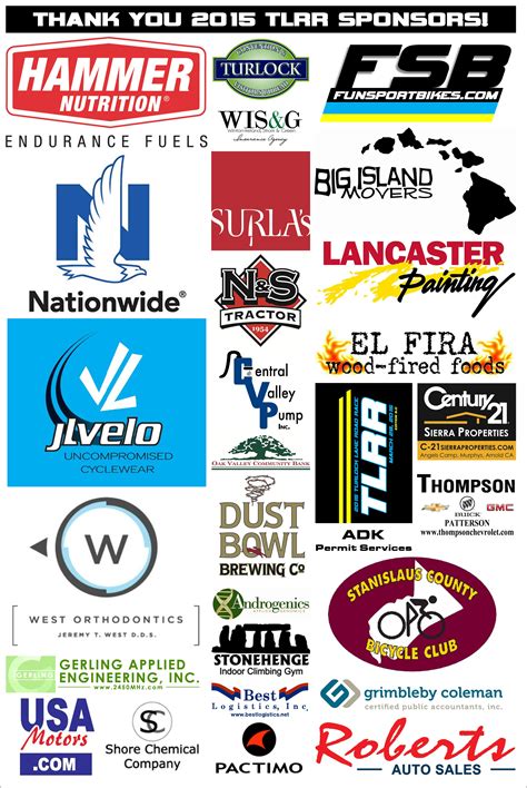 Thank You 2015 Turlock Lake Road Race Sponsors Ciclistas Del Valle