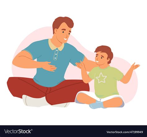 Father Talking And Playing With Little Boy Son Vector Image