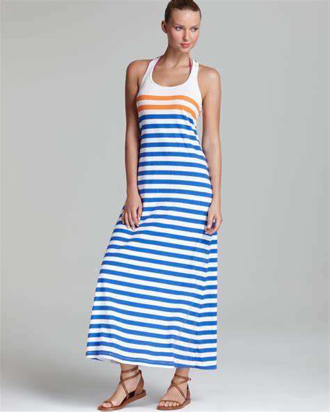 Tommy Bahama Striped Long Tank Swimsuit Cover Up Dress In Blue Lyst