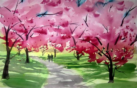 Japanese Watercolor Cherry Blossoms At Getdrawings Free Download