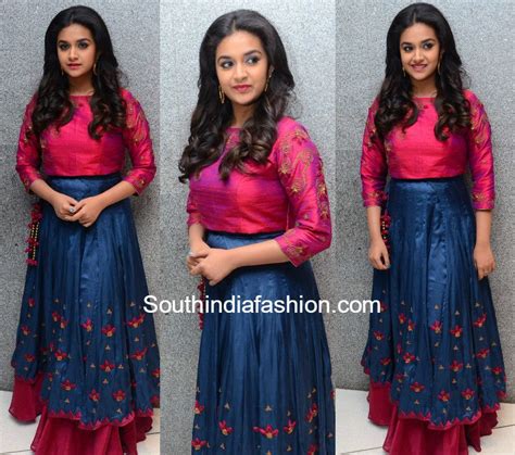 Keerthy Suresh In A Long Skirt And Crop Top At Remo Success Meet Long
