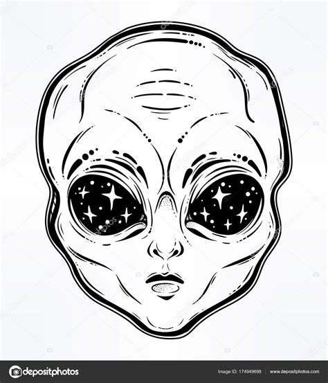 Giger tapped into our fascination with the things that frighten us the most. Vector illustration with a Alien head with starry eyes ...