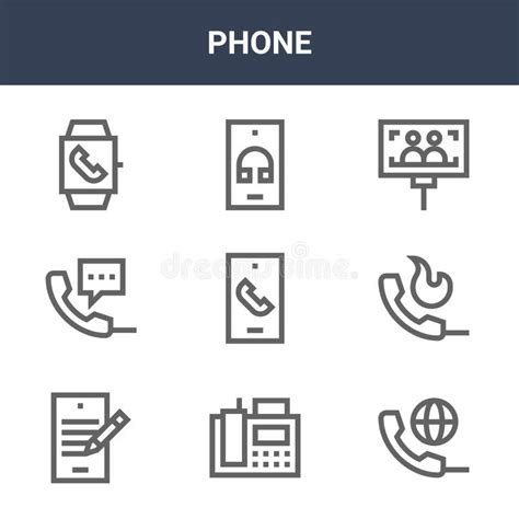 9 Phone Icons Pack Trendy Phone Icons On White Background Thin