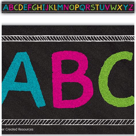Chalkboard Brights Alphabet Straight Border Trim Tcr3477 Teacher