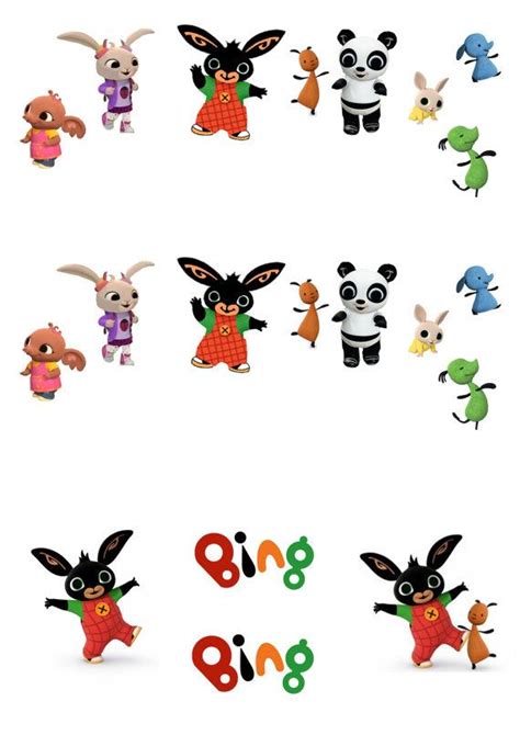 30 Stand Up Bing Bunny Themed Edible Premium Wafer Paper Cake Toppers