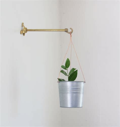 Plant hanger rope macrame hanging planter holder basket flower pot jute boho. Solid brass planter hanger-Brass wall hanger-Brass wall ...