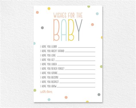 wishes  baby  wishes printable shower wishes gender