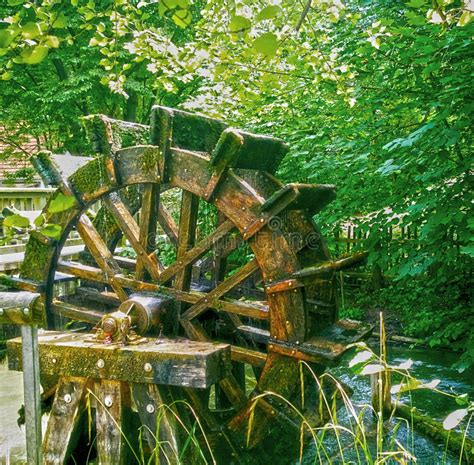 Vintage Water Mill Wheel Running Stock Image Image Of Revival Park