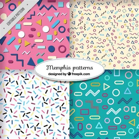Modern Patterns With Little Geometric Shapes Free Vector
