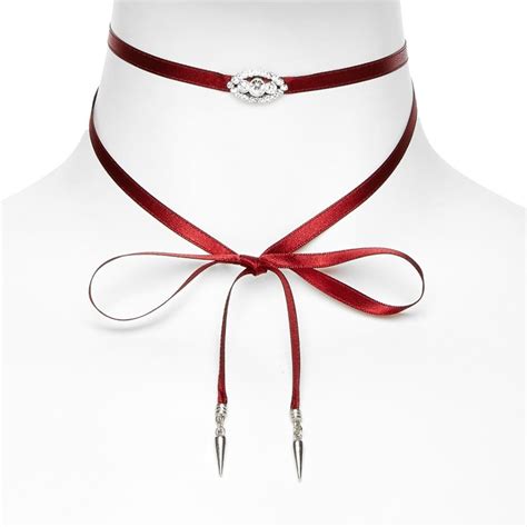New Fashion Red Ribbon Rhinestone Necklaces Women Statement Collar Necklace Mujeres Choker