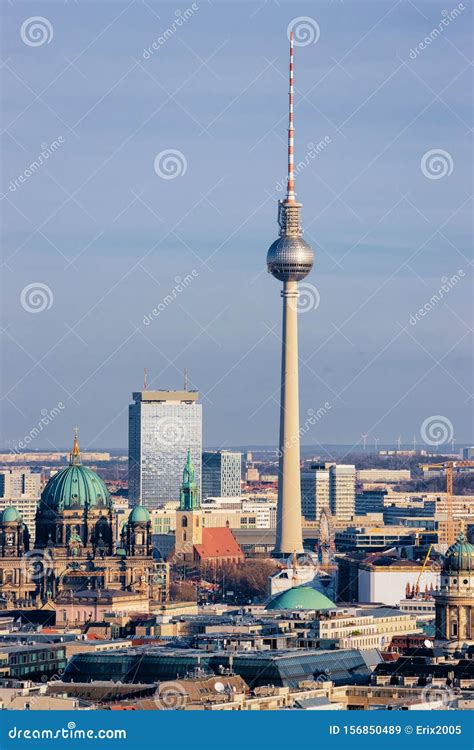 Cityscape With Berlin Cathedral And Fernsehturm Tv Tower Stock Image