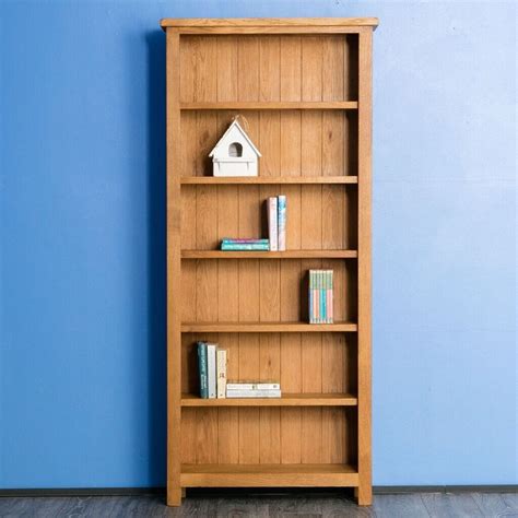 Surrey Oak Tall Bookcase Solid Wooden Large Rustic Bookshelf 6 Display