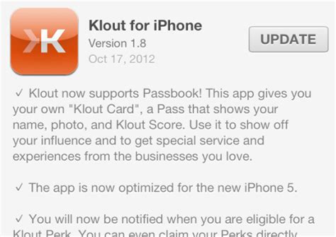 Klout Updates Iphone App With Passbook Integration Wants You To Show
