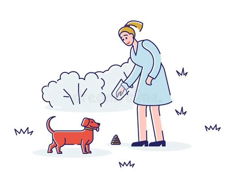 Picking Up Pets Waste Landing Page Design With Cartoon Girl Cleaning