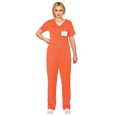 Womens Orange Convict Prisoner Inmate Halloween Costume S Uk 10 12