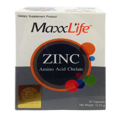 maxxlife zinc amino acid chelate 30 capsules mmshop สินค้าเพื่อสุขภาพ