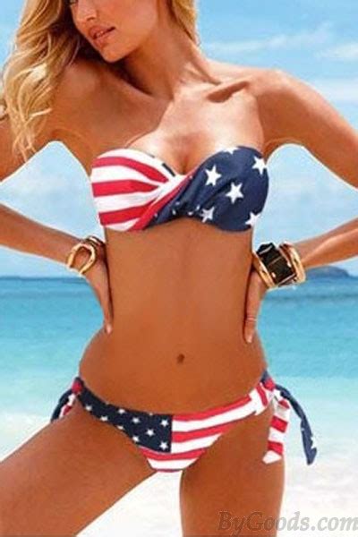 New Sexy American Flag Stripes Summer Bikinis Swimwear Bikinis My Xxx Hot Girl