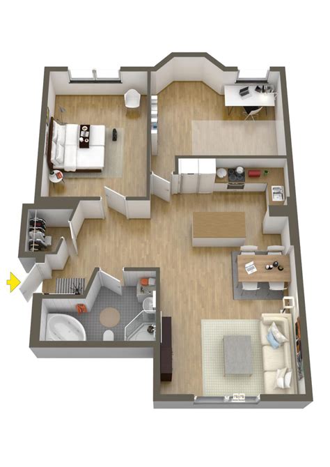 Overhead View Two Bedroom 905×1280 Small House Plans