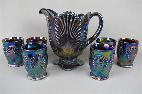 Contemporary Carnival Glass Water Sets And Pitchers