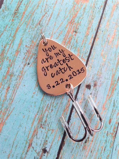 You Are My Greatest Catch Fishing Lure Hand Stamped With Date Etsy
