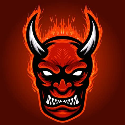 Angry Devils Fire Head Mascot Vector Premium Download