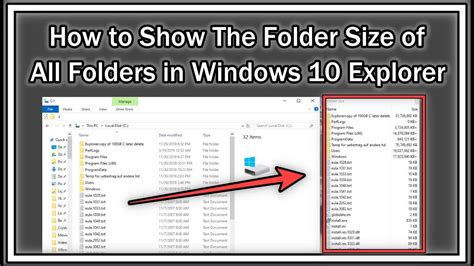 How To Show Folder Size Of All Folders In Windows 10 Explorer Youtube