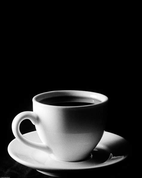 Black Coffee In White Cup Black And White On Black And