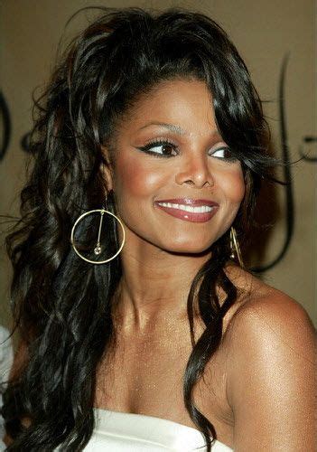 Janet Jackson Half Up Half Down Long Curly Hairstyle 351×500 Pixels