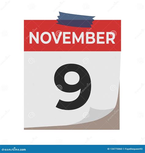 November 9 Calendar Icon Isolated On White Background Event Concept