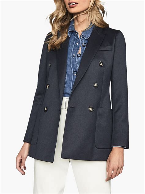 Reiss Astrid Double Breasted Smart Blazer Navy